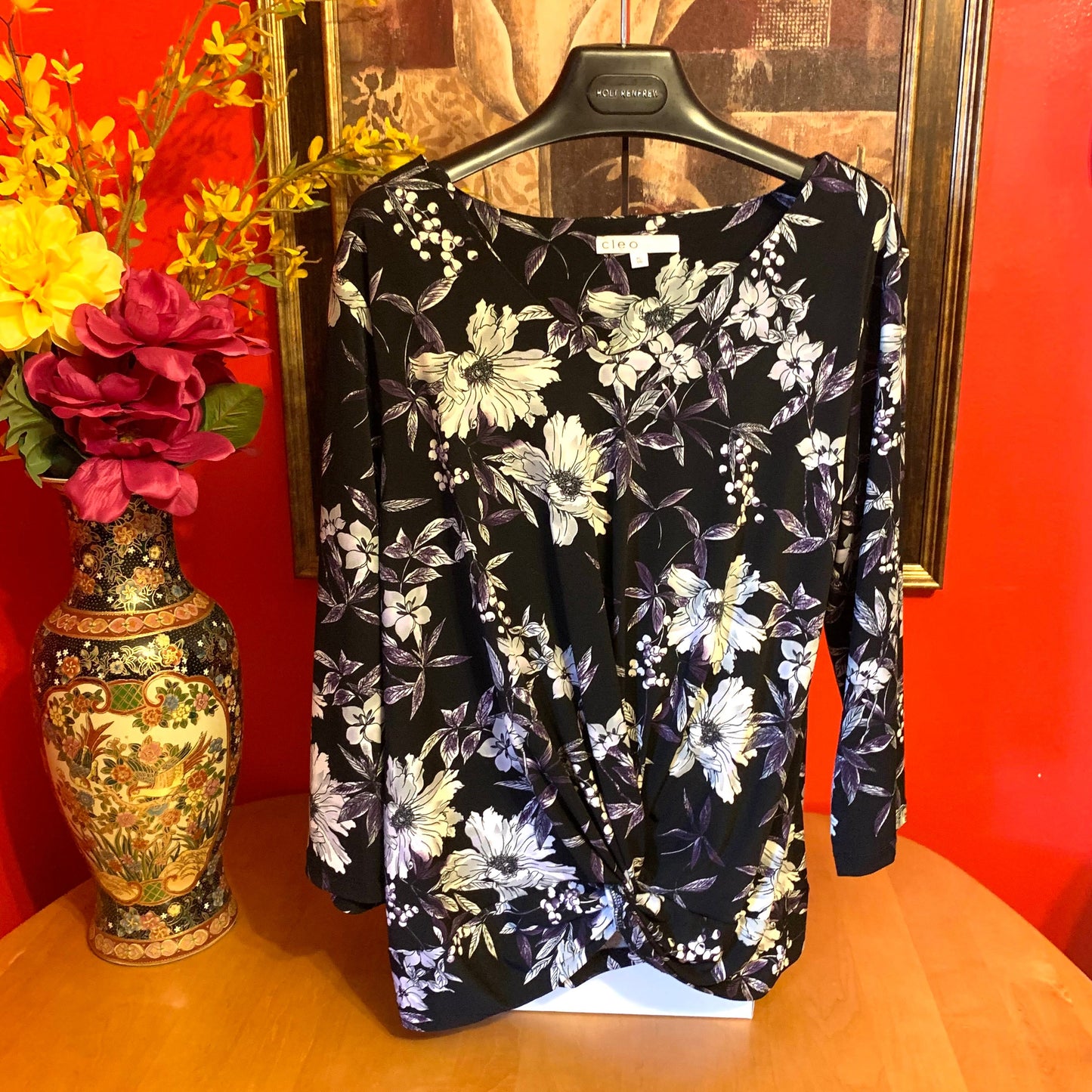 Cleo Flower Blouse Top Size XL